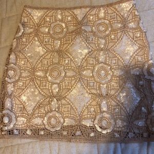 White & Blush Sequined Miniskirt (Express)